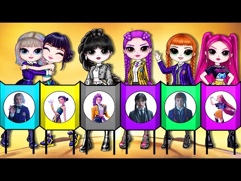 Thumbnail for K-Pop Demon Hunters vs Wednesday 2 Clothes Switch up and Halloween Challenge | DIY Paper Dolls