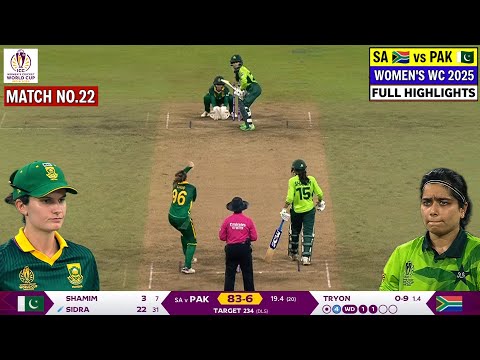 Thumbnail for South Africa vs Pakistan Women's World Cup Highlights 2025 | SA W vs PAK W World Cup 2025 Highlights