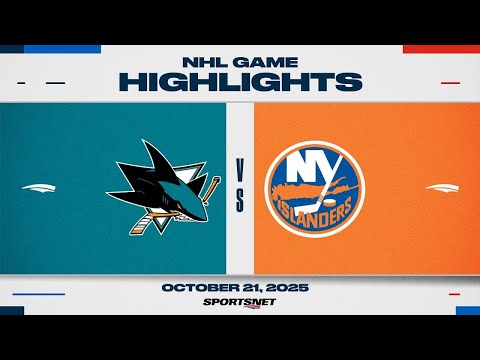 Thumbnail for NHL Highlights | Sharks vs. Islanders - October 21, 2025
