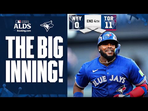 Thumbnail for SIX-RUN INNING FOR THE BLUE JAYS! Vladimir Guerrero Jr. CRUSHES a BIG grand slam and Varsho homers 😳