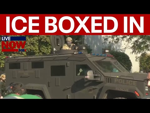 Thumbnail for Chicago Protests: ICE boxed in by 10 cars, Noem deploys more troops, 1 shot
