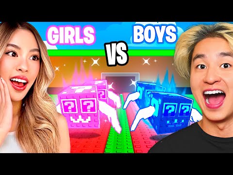 Thumbnail for Girls vs Boys SECRET Lucky Block Race in Steal A Brainrot..