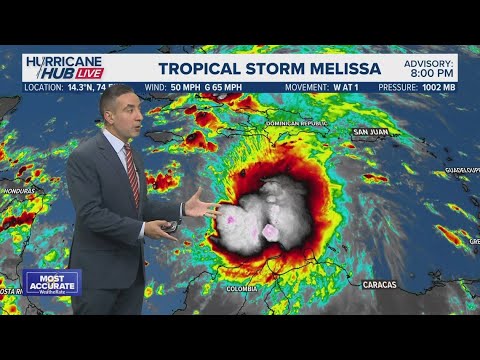 Thumbnail for Tropical Storm Melissa forecast to become major hurricane, could even be Category 5