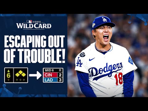 Thumbnail for FULL INNING: Yoshinobu Yamamoto loads the bases with no outs and GETS OUT OF TROUBLE! π± | ε±±ζ¬η±δΌΈγγ€γ©γ€γ