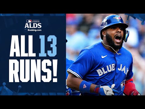 Thumbnail for ALL 13 RUNS: Varsho, Vlad Jr, Springer, Clement combine for 5 home runs in a BIG Blue Jays ALDS win!