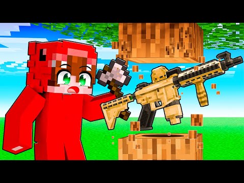 Thumbnail for Todos los Bloques dan ARMAS REALES ALEATORIAS en Minecraft!