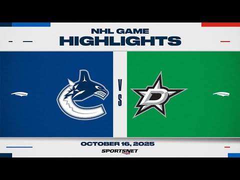 Thumbnail for NHL Highlights | Canucks vs. Stars - October 16, 2025