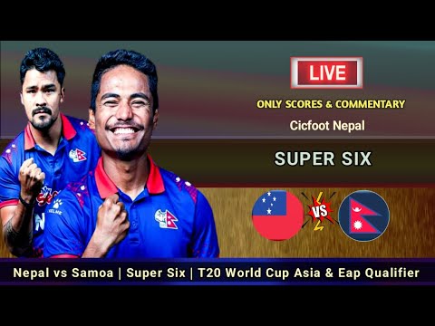 Thumbnail for Nepal vs Samoa Live Score & Commentary Only | T20 World Cup Asia & Eap Qulaifier | Super6 |Cricfoot