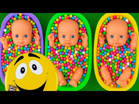 Thumbnail for Full of 3 Rainbow BathTubs Candy with M&M's & Magic Slime Cutting Video
