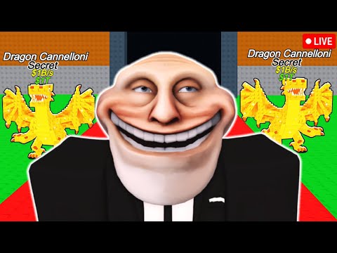 Thumbnail for 🔴LIVE ROBLOX! SPAWNING DRAGON CANNELLONI IN STEAL A BRAINROT WITH MAX LUCK #roblox #shorts