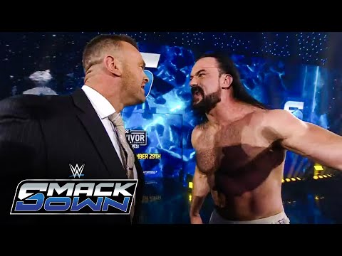 Thumbnail for Nick Aldis suspends Drew McIntyre from SmackDown: SmackDown highlights, Nov. 7, 2025
