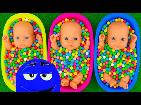 Thumbnail for Full of 3 Rainbow BathTubs Candy with M&M's & Magic Slime Cutting Video