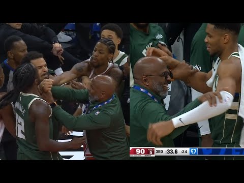 Thumbnail for Bucks and Bulls get so heated and Giannis jokes trying to get involved 😂