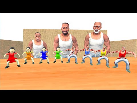 Thumbnail for Tiny Colourful Zombie Franklin Vs Tiny Colourful Squid Game Doll in Indian Bike Driving 3D