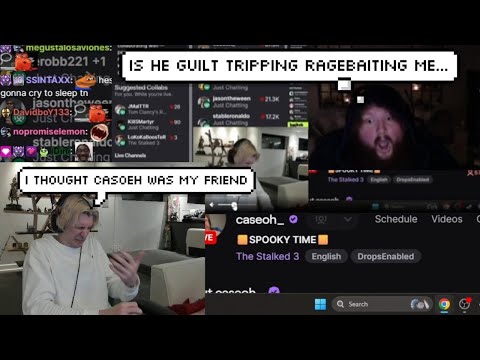 Thumbnail for xQc Almost Ragebaits Caseoh to Play Games by Guilt Tripping Him Crying on Stream